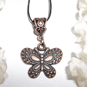 Butterfly Necklace Rustic Copper & Black Boho Bohemian Rustic Jewelry NWT 4913